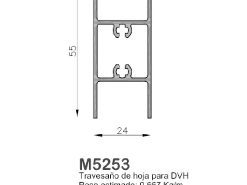  Perfil de aluminio M5253 Argentina - Alumoreno | Construex