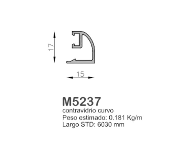 Perfil de aluminio M5237 Argentina - Alumoreno | Construex
