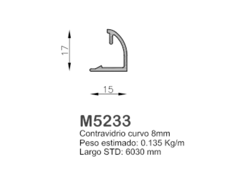 Perfil de aluminio M5233 Argentina - Alumoreno | Construex